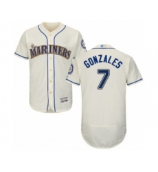Men's Seattle Mariners #7 Marco Gonzales Cream Alternate Flex Base Authentic Collection Baseball Player Jersey