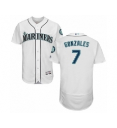Men's Seattle Mariners #7 Marco Gonzales White Home Flex Base Authentic Collection Baseball Player Jersey