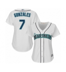 Women's Seattle Mariners #7 Marco Gonzales Authentic White Home Cool Base Baseball Player Jersey