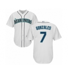 Youth Seattle Mariners #7 Marco Gonzales Authentic White Home Cool Base Baseball Player Jersey