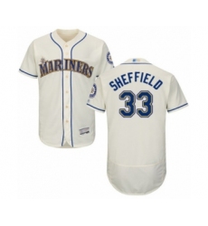 Men's Seattle Mariners #33 Justus Sheffield Cream Alternate Flex Base Authentic Collection Baseball Player Jersey