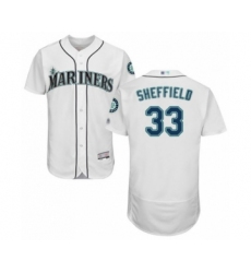 Men's Seattle Mariners #33 Justus Sheffield White Home Flex Base Authentic Collection Baseball Player Jersey