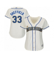 Women's Seattle Mariners #33 Justus Sheffield Authentic Cream Alternate Cool Base Baseball Player Jersey