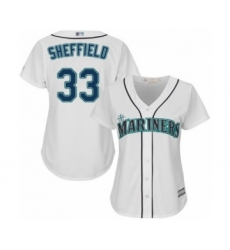 Women's Seattle Mariners #33 Justus Sheffield Authentic White Home Cool Base Baseball Player Jersey