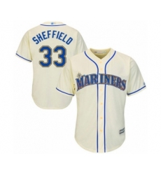 Youth Seattle Mariners #33 Justus Sheffield Authentic Cream Alternate Cool Base Baseball Player Jersey