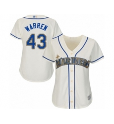 Women's Seattle Mariners #43 Art Warren Authentic Cream Alternate Cool Base Baseball Player Jersey