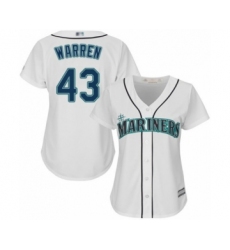 Women's Seattle Mariners #43 Art Warren Authentic White Home Cool Base Baseball Player Jersey