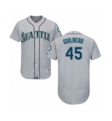 Men's Seattle Mariners #45 Taylor Guilbeau Grey Road Flex Base Authentic Collection Baseball Player Jersey