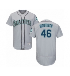 Men's Seattle Mariners #46 Gerson Bautista Grey Road Flex Base Authentic Collection Baseball Player Jersey