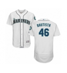 Men's Seattle Mariners #46 Gerson Bautista White Home Flex Base Authentic Collection Baseball Player Jersey
