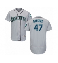 Men's Seattle Mariners #47 Ricardo Sanchez Grey Road Flex Base Authentic Collection Baseball Player Jersey