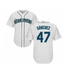 Youth Seattle Mariners #47 Ricardo Sanchez Authentic White Home Cool Base Baseball Player Jersey