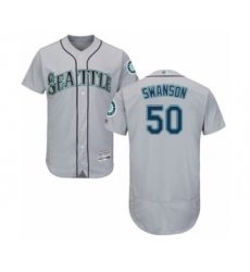 Men's Seattle Mariners #50 Erik Swanson Grey Road Flex Base Authentic Collection Baseball Player Jersey