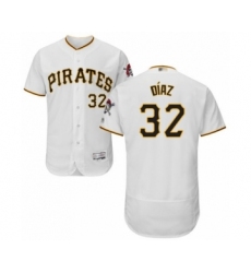 Men's Pittsburgh Pirates #32 Elias Diaz White Home Flex Base Authentic Collection Baseball Player Jersey