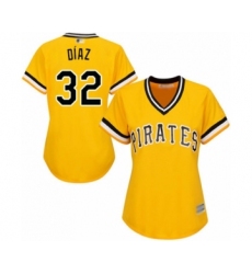 Women's Pittsburgh Pirates #32 Elias Diaz Authentic Gold Alternate Cool Base Baseball Player Jersey