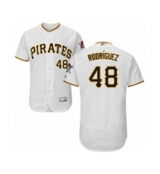 Men's Pittsburgh Pirates #48 Richard Rodriguez White Home Flex Base Authentic Collection Baseball Player Jersey