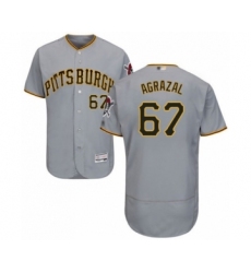 Men's Pittsburgh Pirates #67 Dario Agrazal Grey Road Flex Base Authentic Collection Baseball Player Jersey