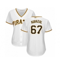 Women's Pittsburgh Pirates #67 Dario Agrazal Authentic White Home Cool Base Baseball Player Jersey
