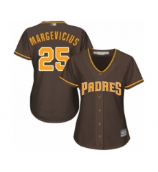 Women's San Diego Padres #25 Nick Margevicius Authentic Brown Alternate Cool Base Baseball Player Jersey