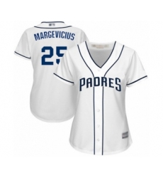 Women's San Diego Padres #25 Nick Margevicius Authentic White Home Cool Base Baseball Player Jersey