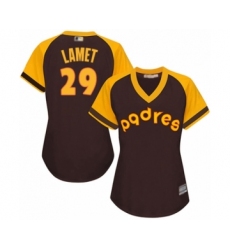 Women's San Diego Padres #29 Dinelson Lamet Authentic Brown Alternate Cooperstown Cool Base Baseball Player Jersey