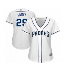 Women's San Diego Padres #29 Dinelson Lamet Authentic White Home Cool Base Baseball Player Jersey