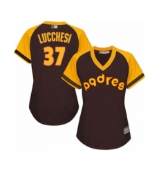 Women's San Diego Padres #37 Joey Lucchesi Authentic Brown Alternate Cooperstown Cool Base Baseball Player Jersey