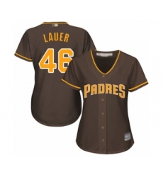 Women's San Diego Padres #46 Eric Lauer Authentic Brown Alternate Cool Base Baseball Player Jersey