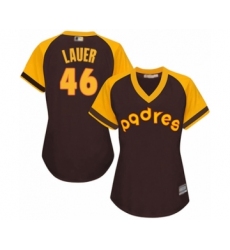 Women's San Diego Padres #46 Eric Lauer Authentic Brown Alternate Cooperstown Cool Base Baseball Player Jersey
