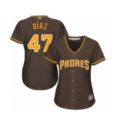 Women's San Diego Padres #47 Miguel Diaz Authentic Brown Alternate Cool Base Baseball Player Jersey