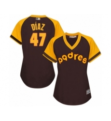 Women's San Diego Padres #47 Miguel Diaz Authentic Brown Alternate Cooperstown Cool Base Baseball Player Jersey
