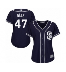 Women's San Diego Padres #47 Miguel Diaz Authentic Navy Blue Alternate 1 Cool Base Baseball Player Jersey