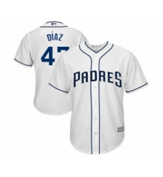 Youth San Diego Padres #47 Miguel Diaz Authentic White Home Cool Base Baseball Player Jersey