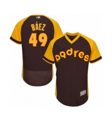 Men's San Diego Padres #49 Michel Baez Brown Alternate Cooperstown Authentic Collection Flex Base Baseball Player Jersey