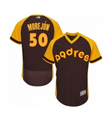Men's San Diego Padres #50 Adrian Morejon Brown Alternate Cooperstown Authentic Collection Flex Base Baseball Player Jersey
