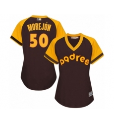 Women's San Diego Padres #50 Adrian Morejon Authentic Brown Alternate Cooperstown Cool Base Baseball Player Jersey
