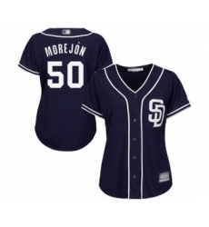 Women's San Diego Padres #50 Adrian Morejon Authentic Navy Blue Alternate 1 Cool Base Baseball Player Jersey