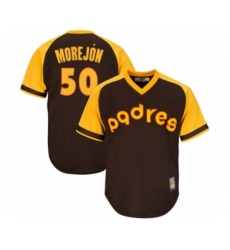 Youth San Diego Padres #50 Adrian Morejon Authentic Brown Alternate Cooperstown Cool Base Baseball Player Jersey