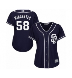 Women's San Diego Padres #58 Trey Wingenter Authentic Navy Blue Alternate 1 Cool Base Baseball Player Jersey