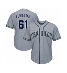 Men's San Diego Padres #61 Luis Perdomo Authentic Grey Road Cool Base Baseball Player Jersey