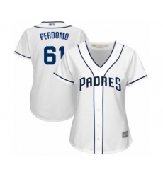 Women's San Diego Padres #61 Luis Perdomo Authentic White Home Cool Base Baseball Player Jersey