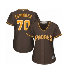 Women's San Diego Padres #70 Anderson Espinoza Authentic Brown Alternate Cool Base Baseball Player Jersey