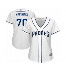 Women's San Diego Padres #70 Anderson Espinoza Authentic White Home Cool Base Baseball Player Jersey