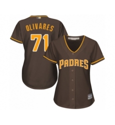 Women's San Diego Padres #71 Edward Olivares Authentic Brown Alternate Cool Base Baseball Player Jersey