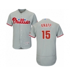 Men's Philadelphia Phillies #15 Andrew Knapp Grey Road Flex Base Authentic Collection Baseball Player Jersey