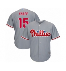 Youth Philadelphia Phillies #15 Andrew Knapp Authentic Grey Road Cool Base Baseball Player Jersey