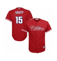Youth Philadelphia Phillies #15 Andrew Knapp Authentic Red Alternate Cool Base Baseball Player Jersey