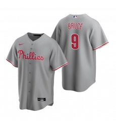 Men's Nike Philadelphia Phillies #9 Jay Bruce Gray Road Stitched Baseball Jersey