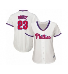 Women's Philadelphia Phillies #23 Jay Bruce Authentic Cream Alternate Cool Base Baseball Player Jersey