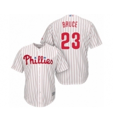 Youth Philadelphia Phillies #23 Jay Bruce Authentic White Red Strip Home Cool Base Baseball Player Jersey
